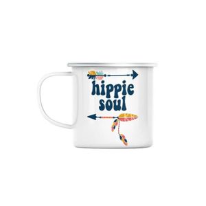 MUG - TASSE - MAZAGRAN Mug en Métal Emaillé Hippie Soul L'Âme d'un Hippie Flèches Etats-Unis Culture