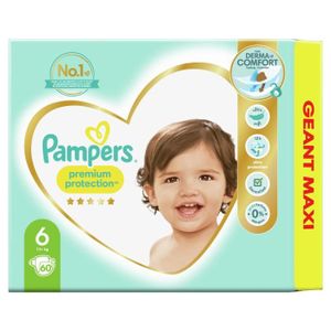 COUCHE PAMPERS Premium Protection Taille 6 - 60 couches