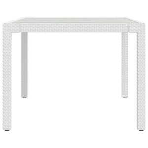 TABLE DE JARDIN  Table de jardin en résine tressée - YOSOO - Blanc 190x90x75 cm - Verre trempé/résine tressée