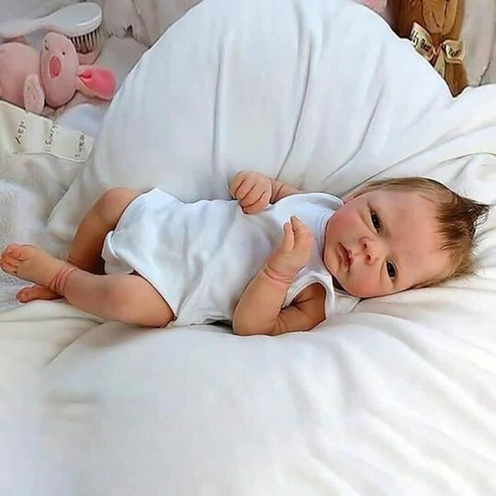 ZIYIUI 22 Pouce 55cm poupée Reborn Fille Silicone Bebe realiste Baby Vrai  Poupon Garcon Yeux Ouvert Dolls magnétique Nouveau-né bébé Enfant Toddler