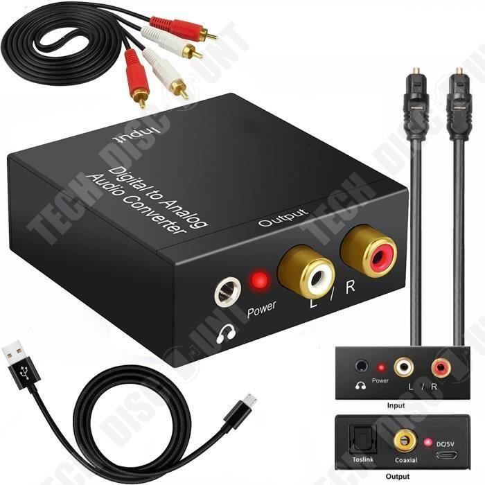 Adaptateur de convertisseur audio optique coaxial vers analogique rca  hmwy-numérique