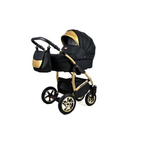 Poussette Combinée Trio landau siège Auto Gold Deluxe by SaintBaby Onyx 3en1 avec siège bébé