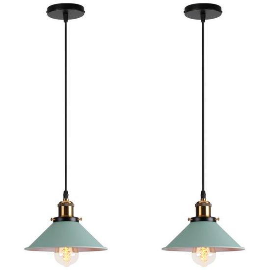 Lustre Suspendu Industriel Rétro - Noir, Support E27, Diamètre 22cm - Pour Café, Restaurant, Salon