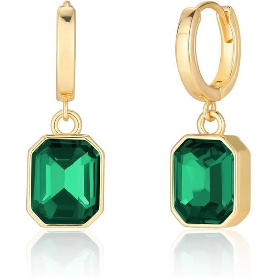 Boucles D'oreilles Créoles Huggie – Turquoise Et Zircon – Argent 925 Plaqué Or – Neuves