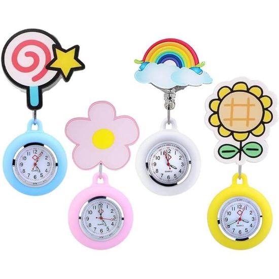 Longra Silicone Infirmière Montre Broche Tunique Multi Couleurs