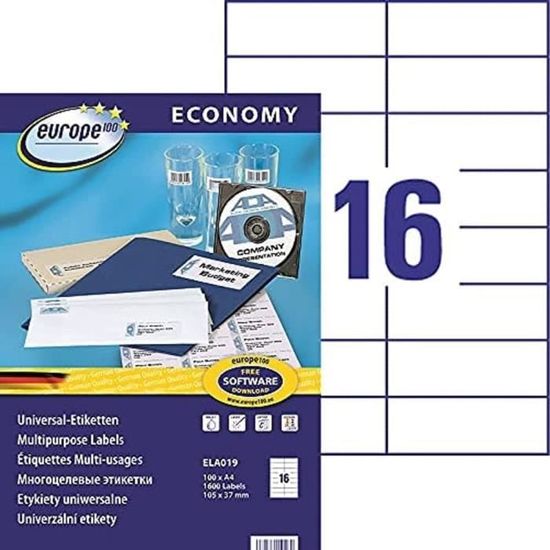 Étiquettes Blanches ETIBOX 99,1 × 33,9 Mm – 1600 Étiquettes A4 – Coins Arrondis – Laser, Jet D’Encre, Copieur