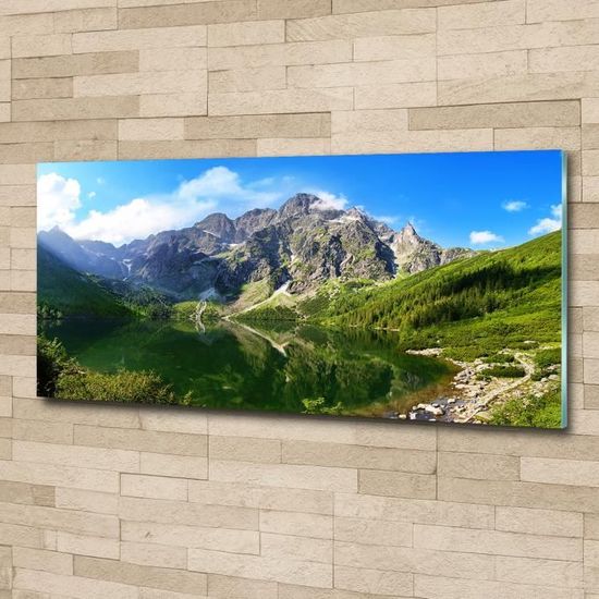 Impression sur toile Image tableaux 125x50 Paysage Maisons Montagnes 