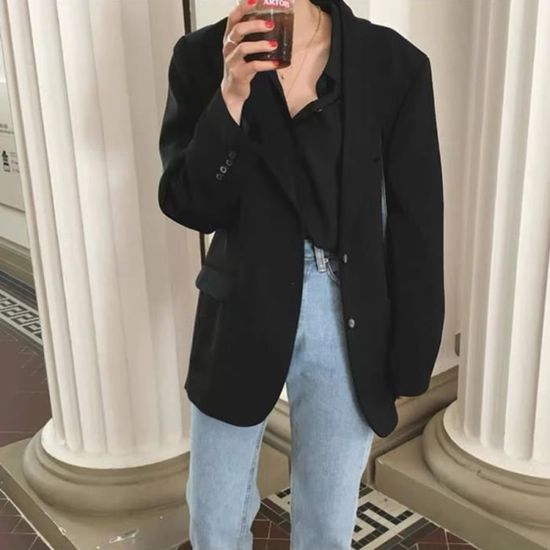 Veste Slim Fit Mi-long Veste Tailleur Femme élégante - Blazer Business Slim Fit Mi-long Bureau OL Cardigan Hiver Professionnel