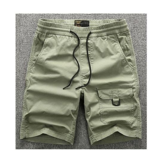 Short Cargo Homme Coton – Ceinture élastique, Poches Multiples – Tailles S à 4XL – Style Décontracté été/travail