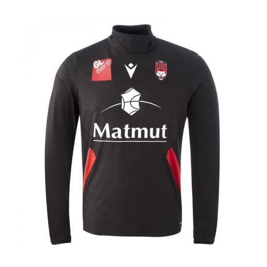 Maillot Lou Rugby Domicile Officiel Lyon Homme Noir (FR/ES, Alpha/Lettres, 3TG, Taille Normale, Taille Normale, Noir