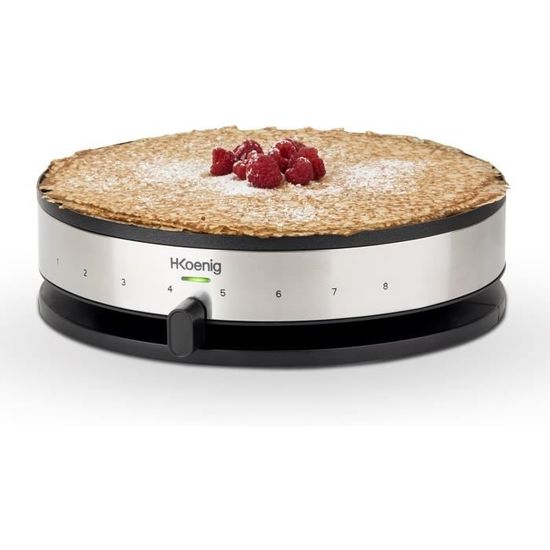 Crêpière Électrique H.Koenig KREP29 - Plaque Antiadhésive 33 Cm - Thermostat Réglable - Spatule Inclus