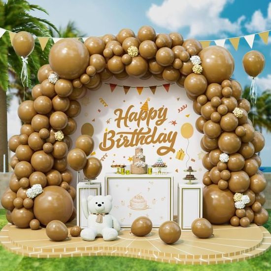 Kit Ballons Pixel Pour Fête - Ballon Chiffre Aluminium + Latex Noir/marron/vert - Pour Anniversaire Jeu Vidéo - Numéro 5