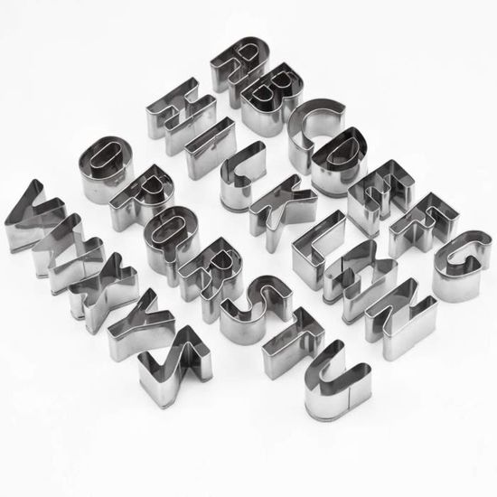 Emporte-Pièces Lettres Et Chiffres - Lot De 36 En Acier Inox - Pour Biscuits, Gâteaux, Déco Culinaire - Argenté
