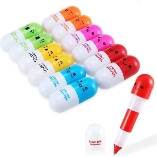 Yosemy [12 PCS Mini Vitamine Pilule stylos à bille rétractables