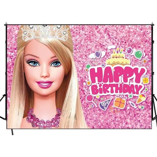 Toile De Fond Barbie 150x100 Cm - Décoration Anniversaire, Fond Photo - Polyester, Facile à Transporter Et à Repasser