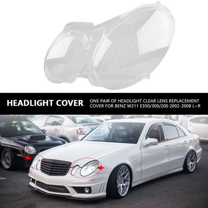 1 Paire de cache vitre de phare protection de phare L + R de Mercedes-Benz W211 02-08 -WAN