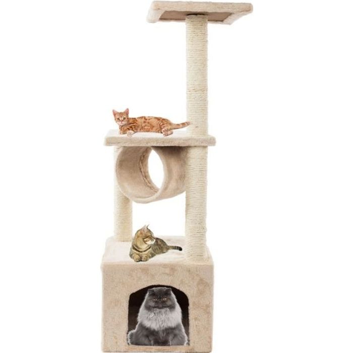 36 -solide mignon corde de sisal en peluche chat grimper arbre chat tour beige