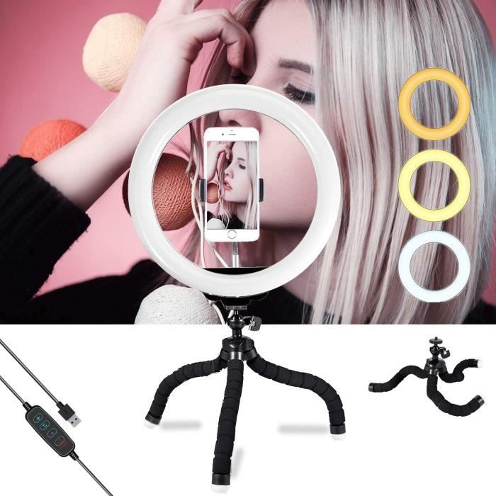 lumiere photo trepied telephone smartphone lumineux portable lampe photo cercle lumineux sur pied lumiere photo studio éclairage pho