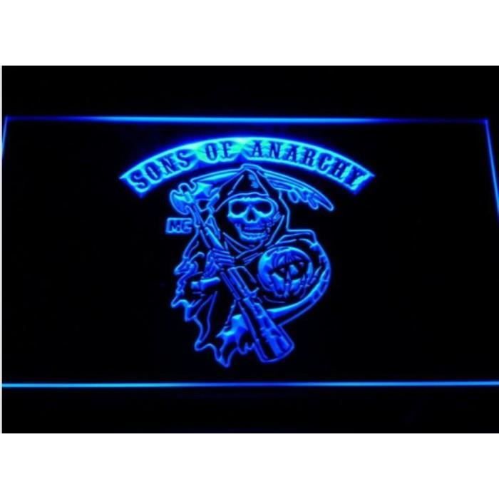 verre publicitaire neon sons of anarchy bleu biker motard