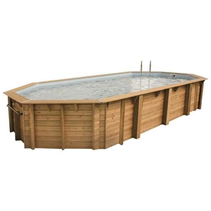 UBBINK Piscine bois Océa 470x860 H130cm - Liner Gris - Hors sol, semi enterrée ou enterrée - Garantie 15 ans