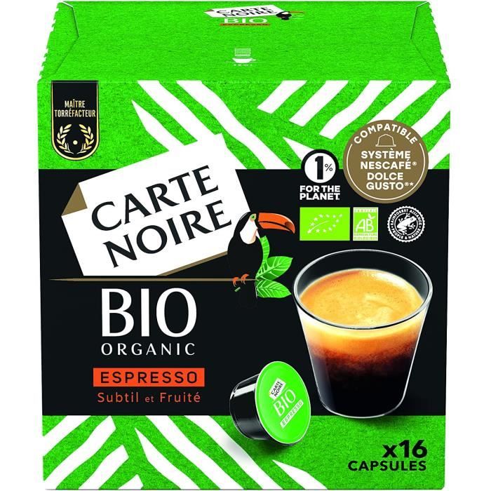 Café Espresso Bio, Capsules Compatibles Dolce Gusto, 6 Paquets de 16 capsules (96 Capsules)