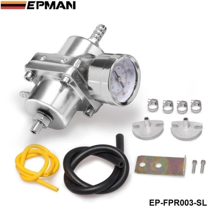 Réservoir D'essence,Jdm régulateur de pression de carburant réglable, universel, 0 à 140 PSI, FPR-jauge, pour BMW E39 - Type Argent
