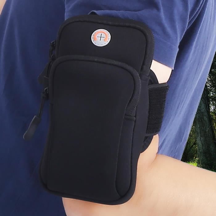 Drfeify Pochette de bras Sport de plein air course jogging exercice gym bras poignet pochette brassard téléphone cas sac noir