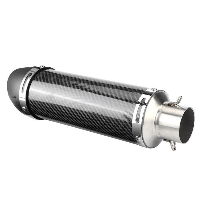 Akozon Tuyau d'échappement de moto, universel 51 mm en acier inoxydable brillant en fibre de carbone Style tuyau d'échappement