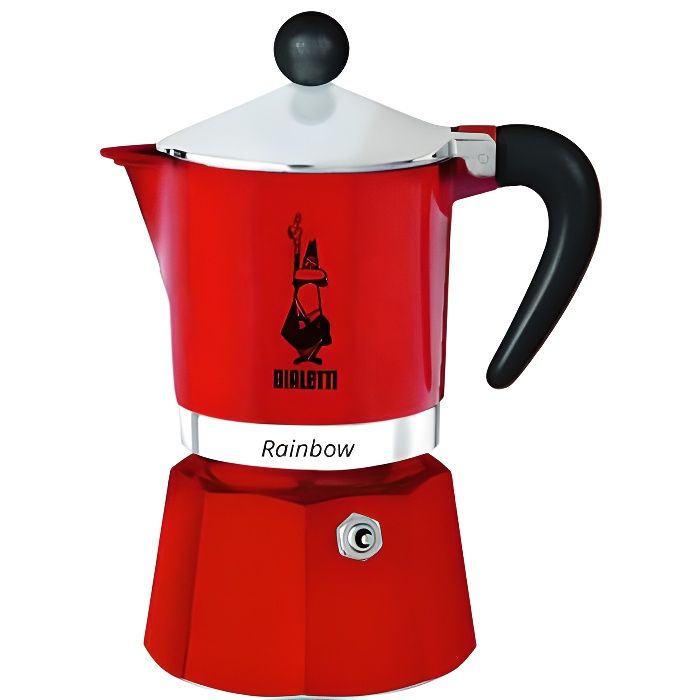 Bialetti 4962 - COMMUTATEUR KVM - Machine à Expresso pour 3 Tasses, Aluminium, Rouge, 30 x 20 x 15 cm
