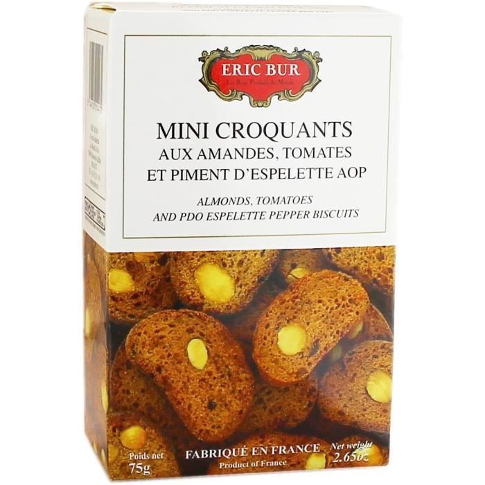 ERIC BUR Mini Croquants aux Amandes, Tomates et Piment d'Espelette AOP - 75 g