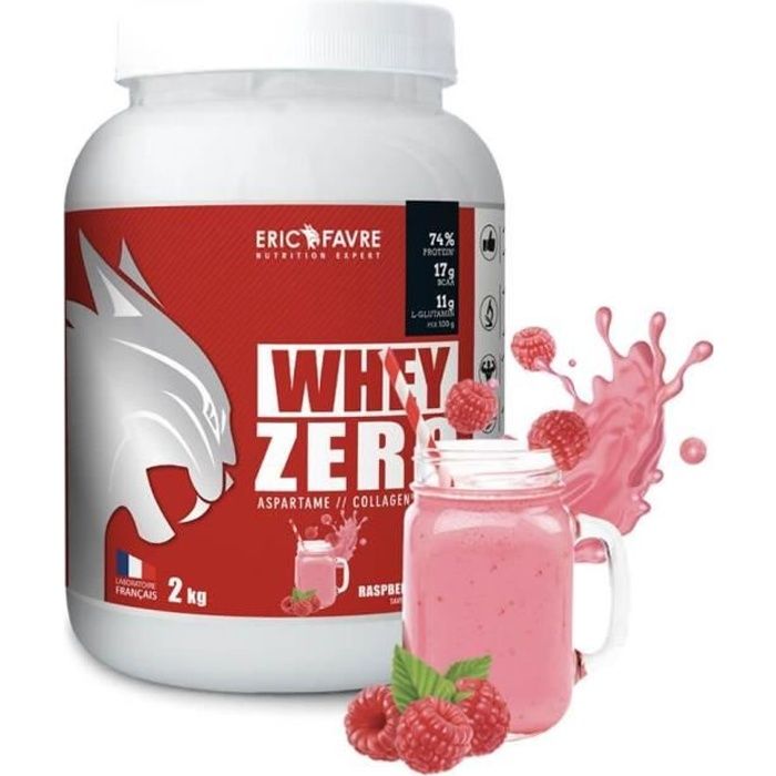 Eric Favre - Whey protéine concentrée Zero - Proteines - Framboise - 2kg