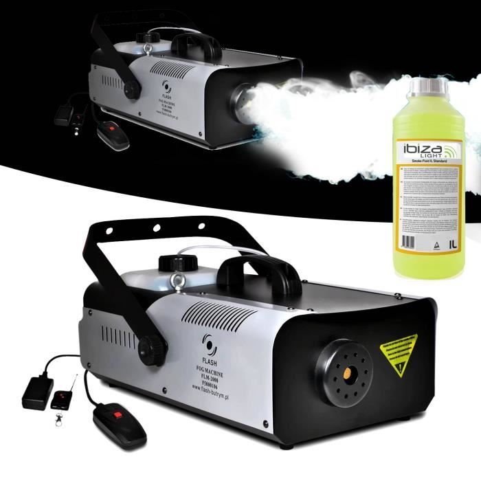 Machine à fumée 2000W capacité 2L + télécommandes + étrier de fixation FLASH + 1L de liquide