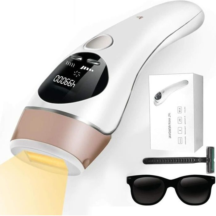 JOULLI epilateur lumiere pulsee 500000 Flashs Corps Visage Maillot Aisselles Avec des lunettes
