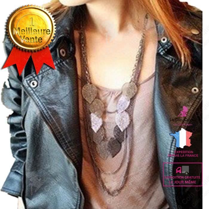 LCC® Collier long pendentif classe sautoir bijoux fantaisie créative déclaration vintage bohémien multi-rang femme alliage statement