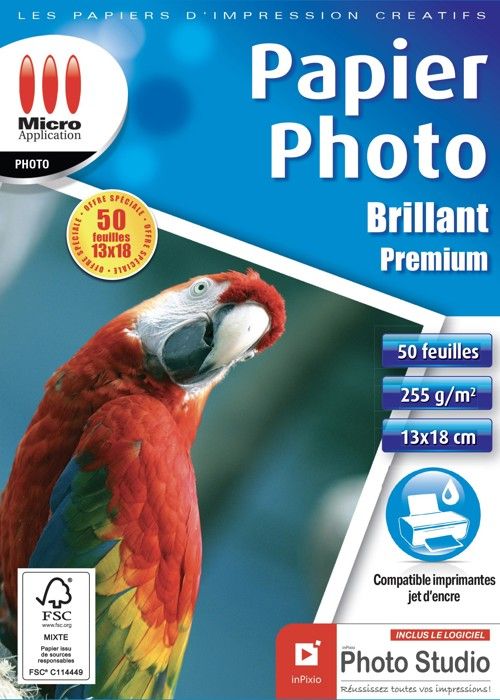 Pack de 50 papiers photo brillant Micro Application format 13 x18 cm