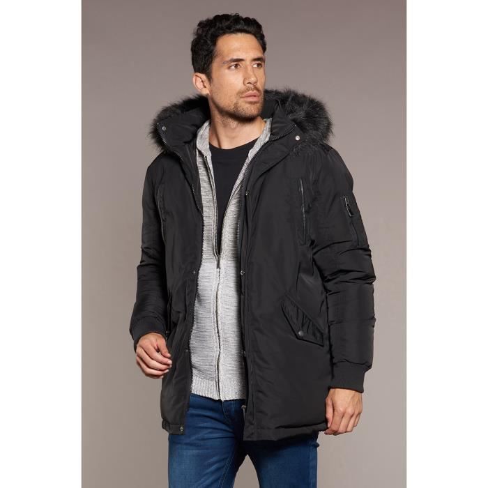 Parka à capuche en fourrure synthétique