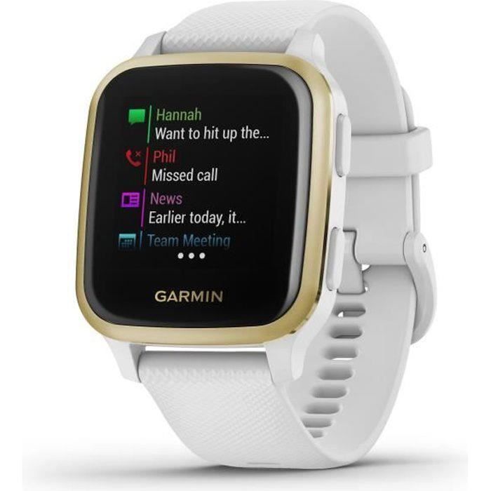 Garmin - Venu Sq - Montre connectée GPS Multi-sports & Santé - Autonomie Longue Durée - Blanc & Gold