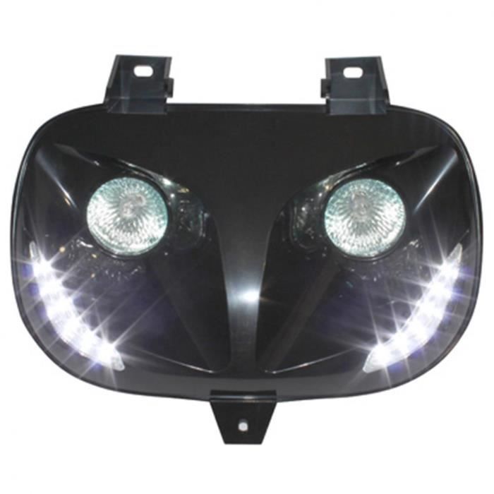 PHARES DOUBLE OPTIQUE REPLAY RR8 POUR MBK 50 BOOSTER 1999>2003-YAMAHA 50 BWS 1999>2003 NOIR AV