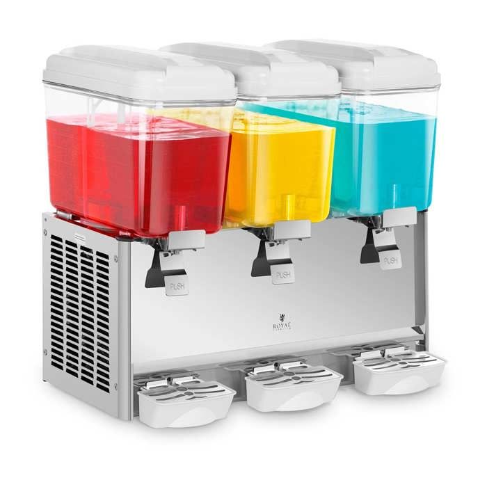 Royal Catering Distributeur de jus Fontaine Boisson froide réfrigérée 3 Cuves de 18L Sans Bpa 280W 7 - 12 dc RCSD-54C