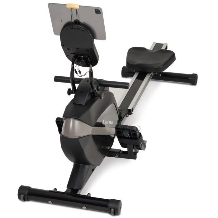 SportPlus rameur pour la maison avec Bluetooth , pliable, système de freinage magnétique silencieux, 8 niveaux de résistance