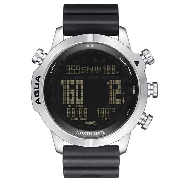 Montre connectée - Montre Homme de Sport de plongée étanche - Montre de température de boussole de pression d'air d'altitude