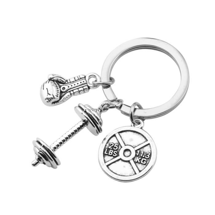 Gant de boxe Porte-clés De Mode Haltère Pendentifs En Alliage Zinc Accessoires Clés pour Portefeuille BARRE - HALTERE - POIDS