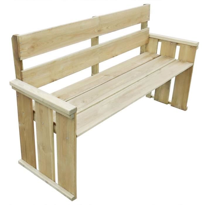 Banc de jardin en bois de pin imprégné 160 x 55 x 89 cm