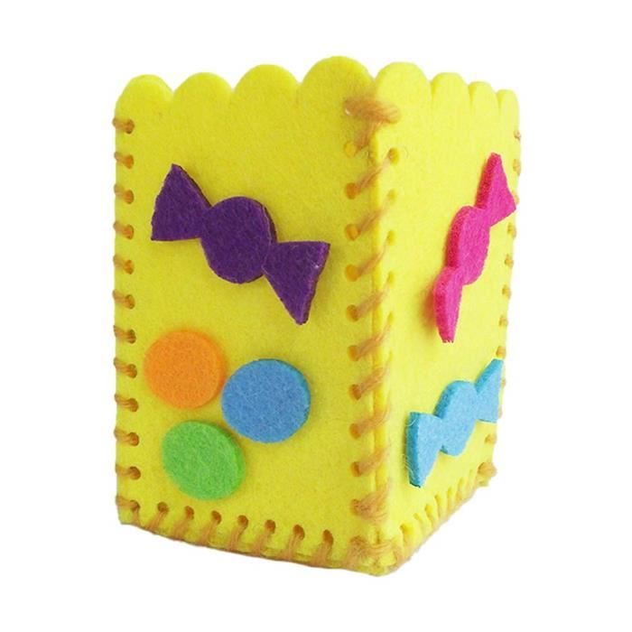 XM7314-^908^@ Pot à Crayons DIY Organiseur Conteneur Pot à Pinceau de Maquillage Enfants Craft Kits de Jouet(Jaune)