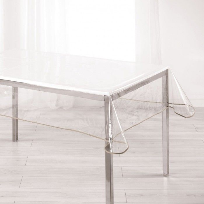 NAPPE de table CRISTAL transparente toile cirée 140 x240 cm RECTANGLE anti-tache en PVC