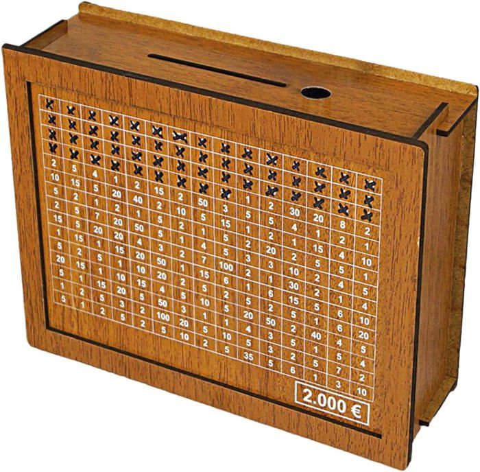 Tirelire Étain 15x13cm - Boîte Argentée Non Ouvrable Avec Impression Billet 100€