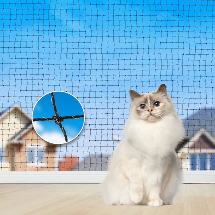 Filet De Protection Pour Chat Balcon 5x10 M - Transparent, Résistant, Sans Percer, Pour Balcon, Jardin, Fenêtre - Anti-Fugue Et Anti-Chute