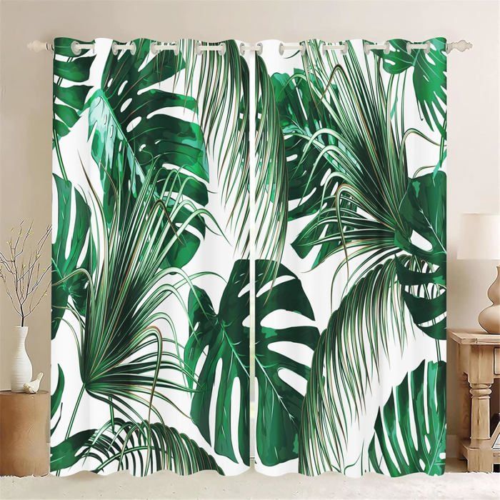 Rideau D'Extérieur Bohème Feuilles De Palmier 132x275 Cm – Imperméable, Occultant 80-95%, Anti-UV Et Coupe-Vent Pour Terrasse, Pergola, Patio, Balcon