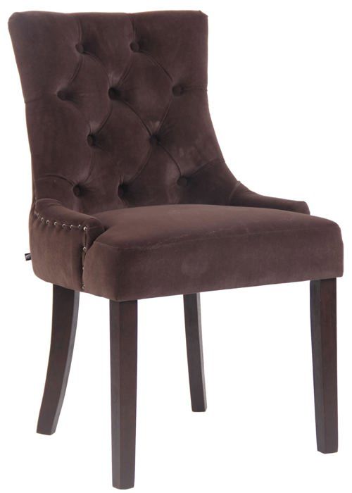 Chaise de salle à manger - Design antique - Velours marron - 4 pieds en bois - Confortable et élégant