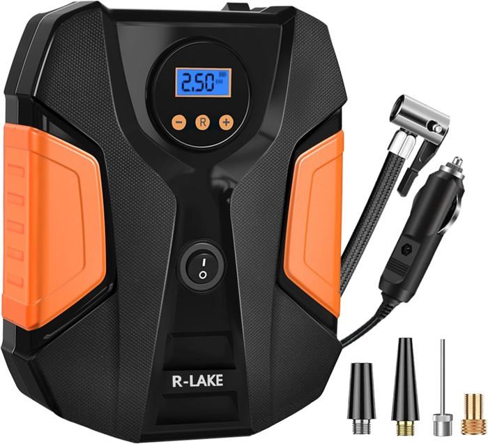 Gonfleur De Pneus Numérique 12V | Ecran LED | Arrêt Auto | 3 Buses | Pour Voiture, Vélo, Ballon | Câble 3m